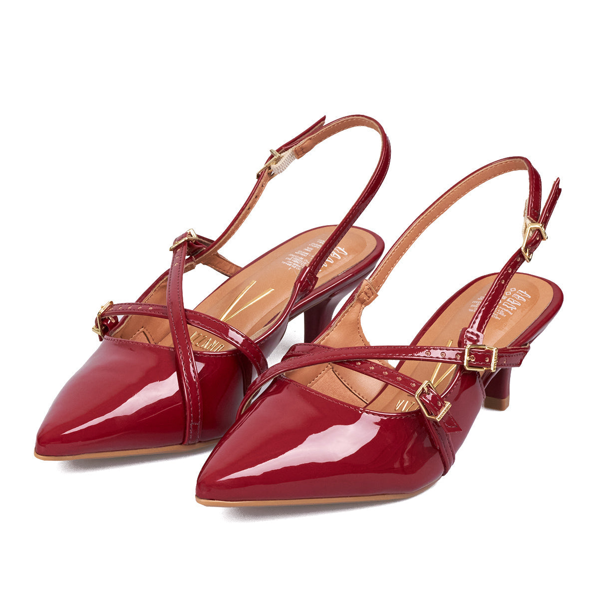 Tacon Bajo Rojo-Cereza Slingback Kitten Vizzano Stiletto
