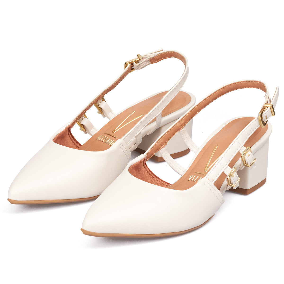 Tacon Medio Cuadrado Blanco-Marfil Vizzano Tacones