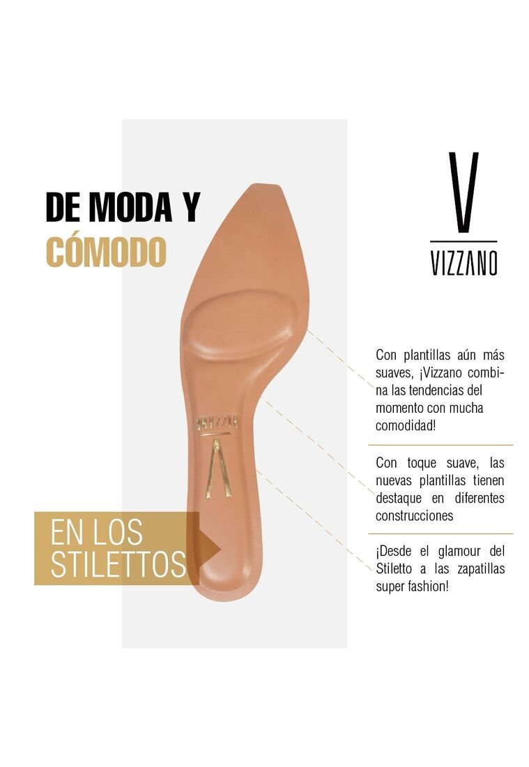 Tacon Bajo Muele Marfil Dorado Vizzano Tacón Bajo