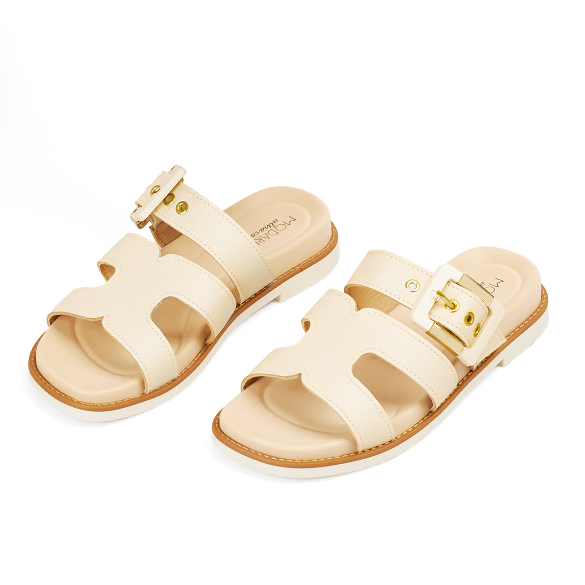 Sandalias Modare crema napa floather - vista superior y plataforma