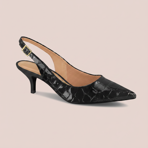 Tacón Bajo Slingback Croco Negro Vizzano Tacón