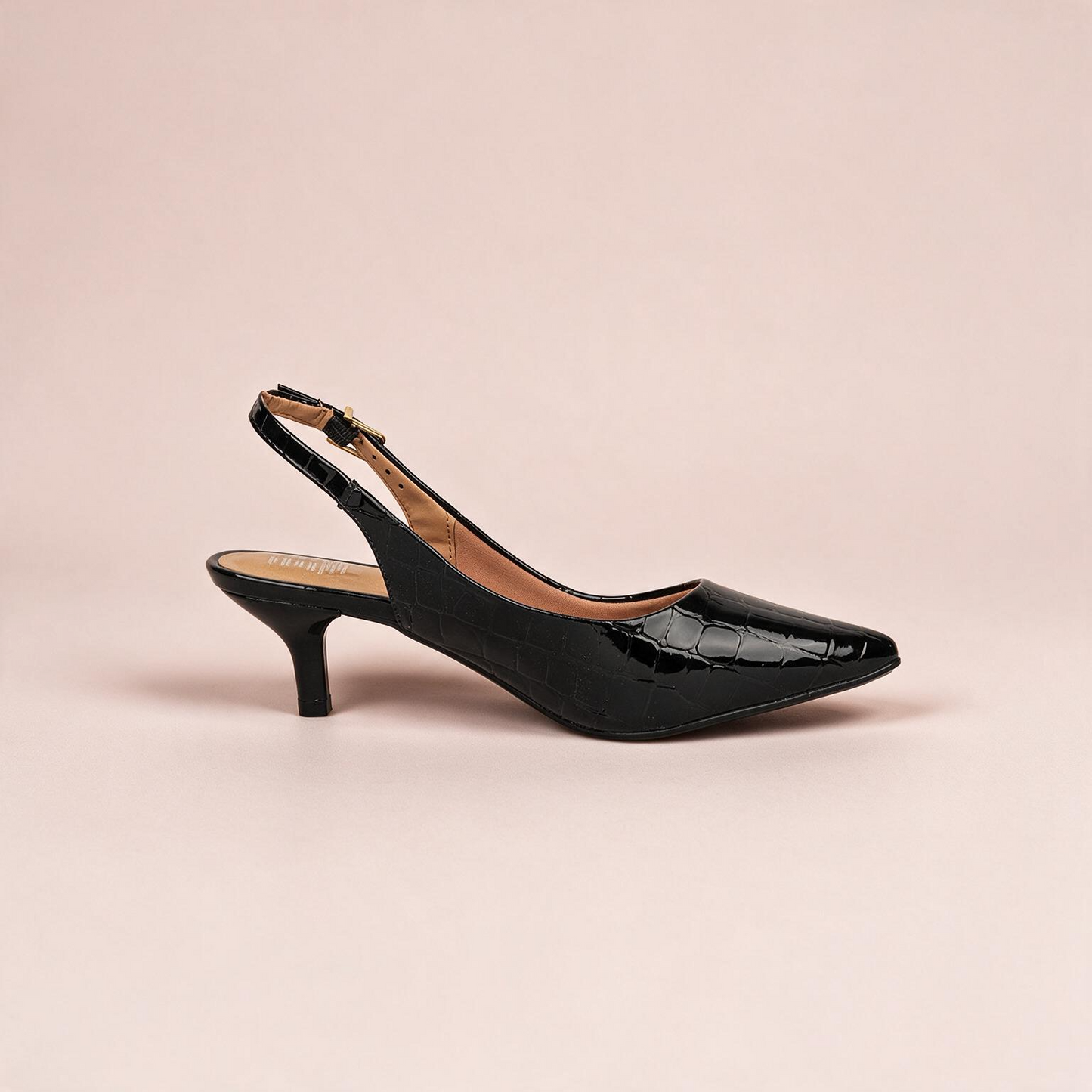 Tacón Bajo Slingback Croco Negro Vizzano Tacón
