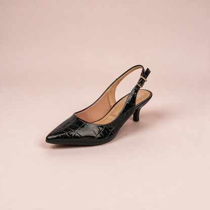 Tacón Bajo Slingback Croco Negro Vizzano Tacón