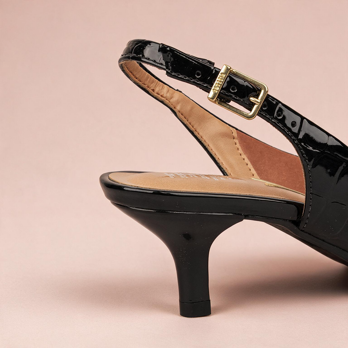 Tacón Bajo Slingback Croco Negro Vizzano Tacón