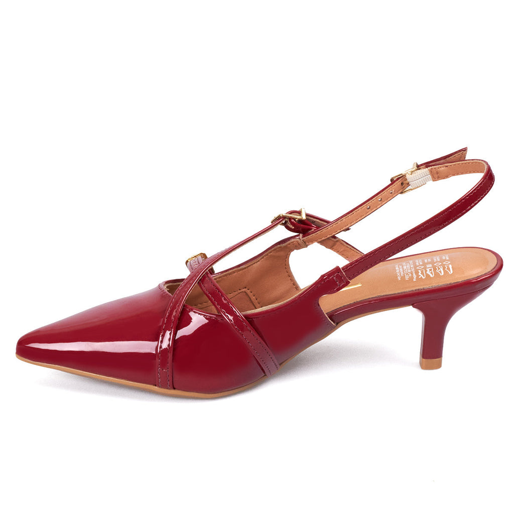 Tacon Bajo Rojo-Cereza Slingback Kitten Vizzano