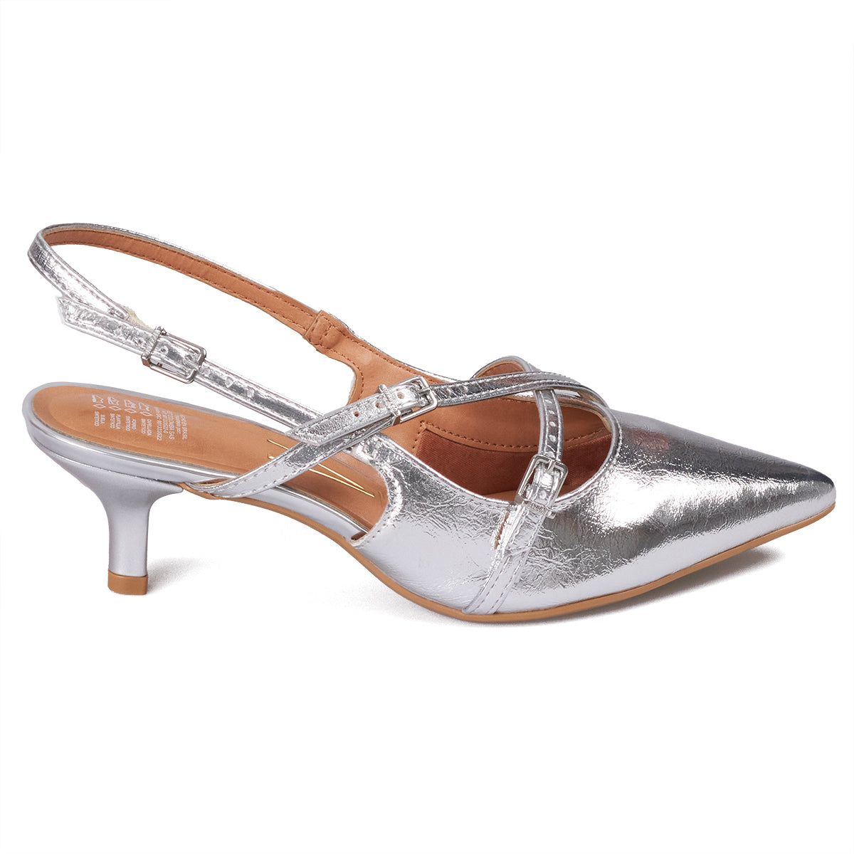 Tacon Bajo Plateado Slingback Kitten Vizzano