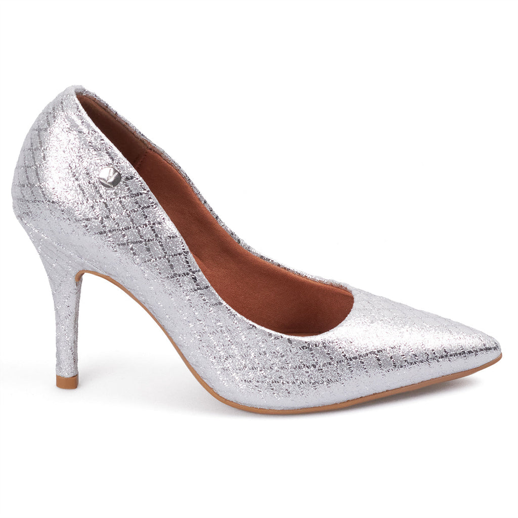 Tacon Stiletto Alto Plateado Metal Vizzano