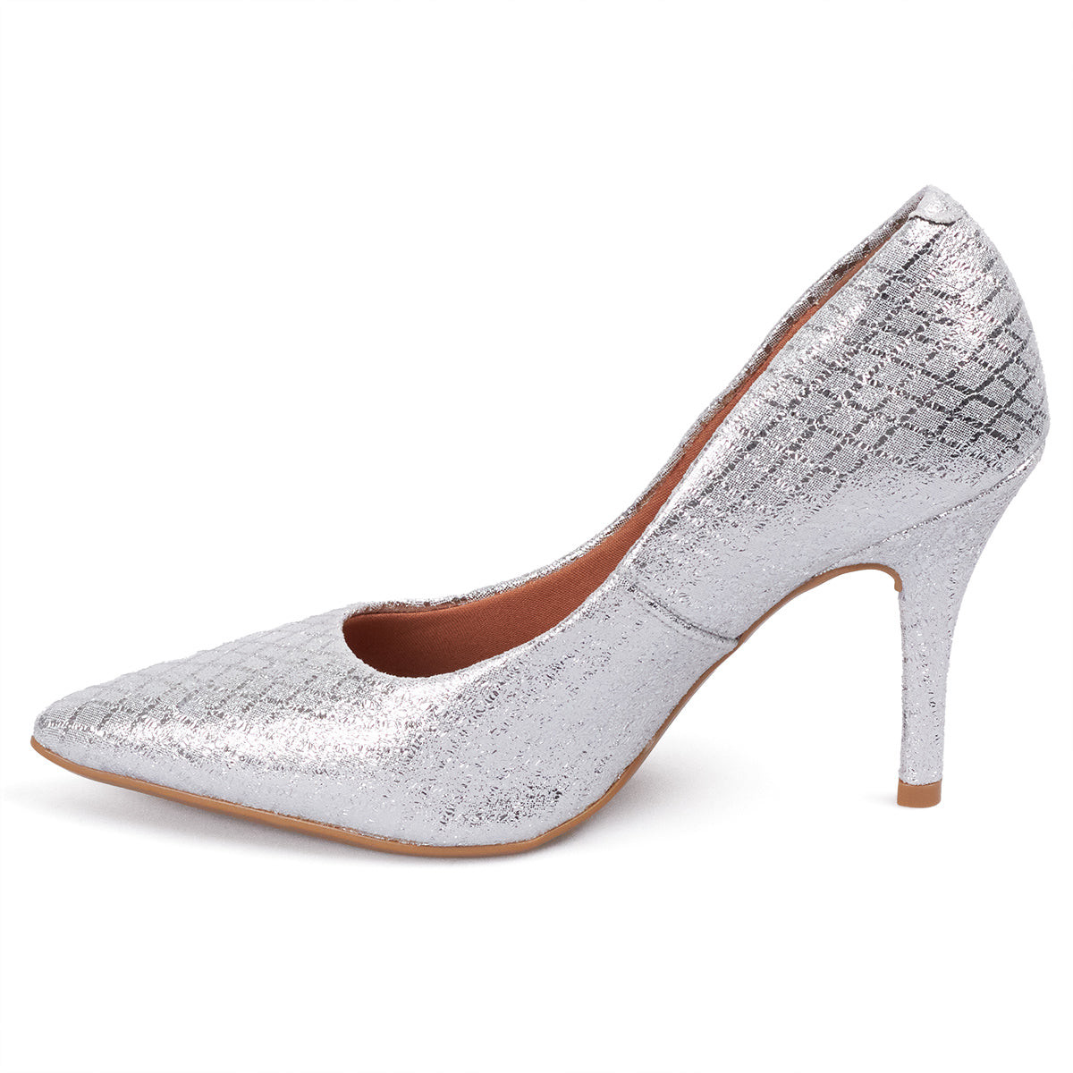 Tacon Stiletto Alto Plateado Metal Vizzano Stiletto