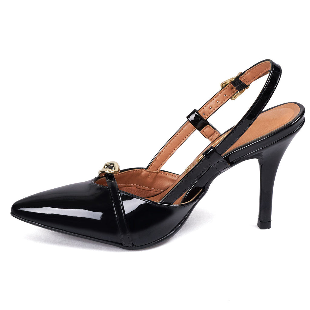 Tacon Alto Negro Stiletto Slingback Vizzano