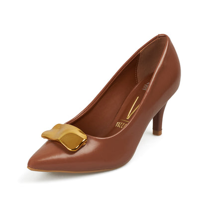 Tacon Medio Café-Moca-Dorado Stiletto Vizzano Stiletto