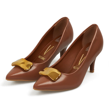 Tacon Medio Café-Moca-Dorado Stiletto Vizzano Stiletto