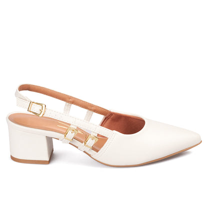 Tacon Medio Cuadrado Blanco-Marfil Vizzano Tacones