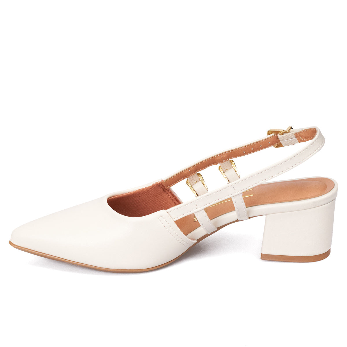 Tacon Medio Cuadrado Blanco-Marfil Vizzano Tacones