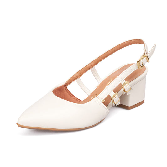 Tacon Medio Cuadrado Blanco-Marfil Vizzano Tacones
