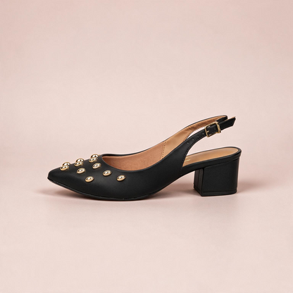 Tacón Bajo Cuadrado Slingback Negro Vizzano Tacón