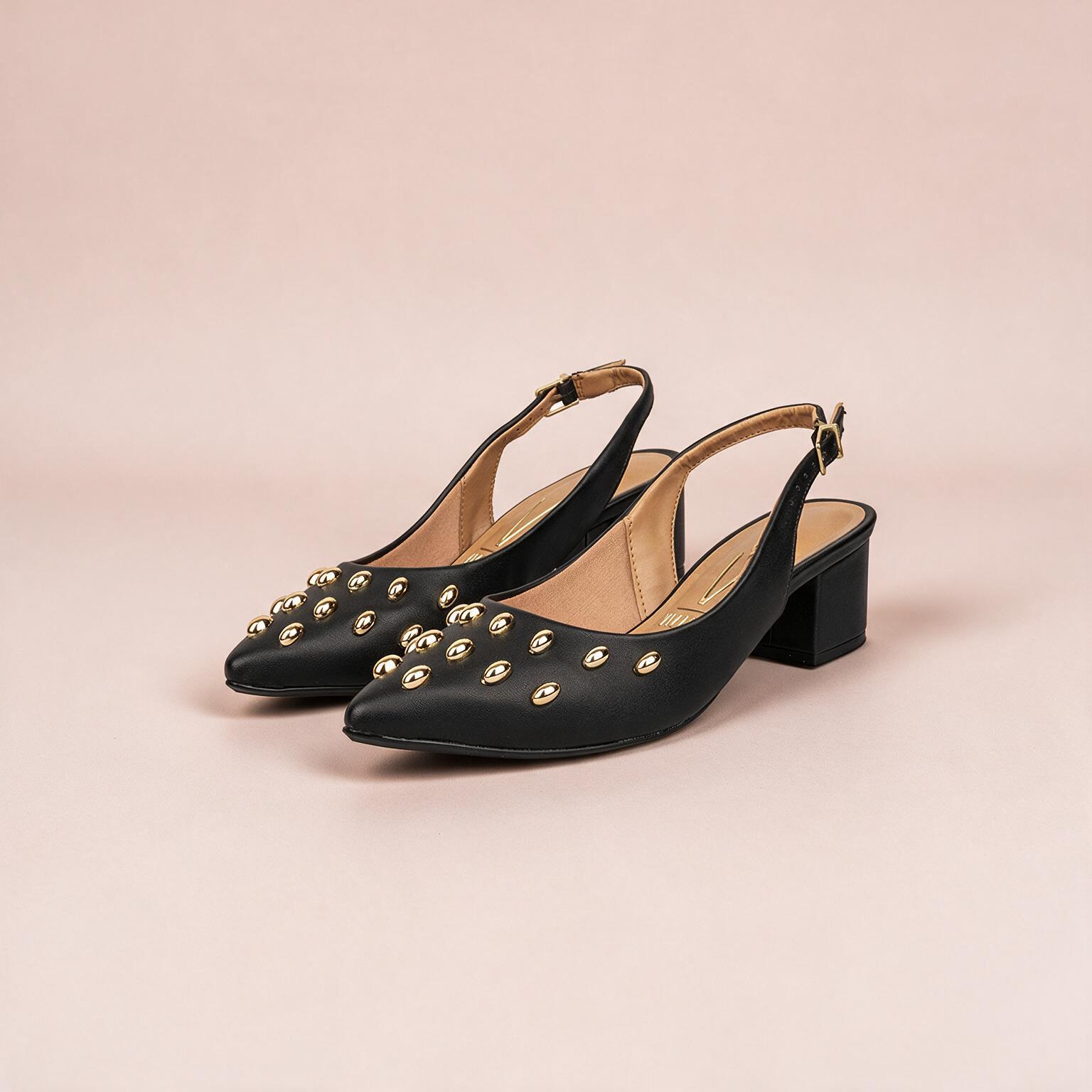 Tacón Bajo Cuadrado Slingback Negro Vizzano Tacón