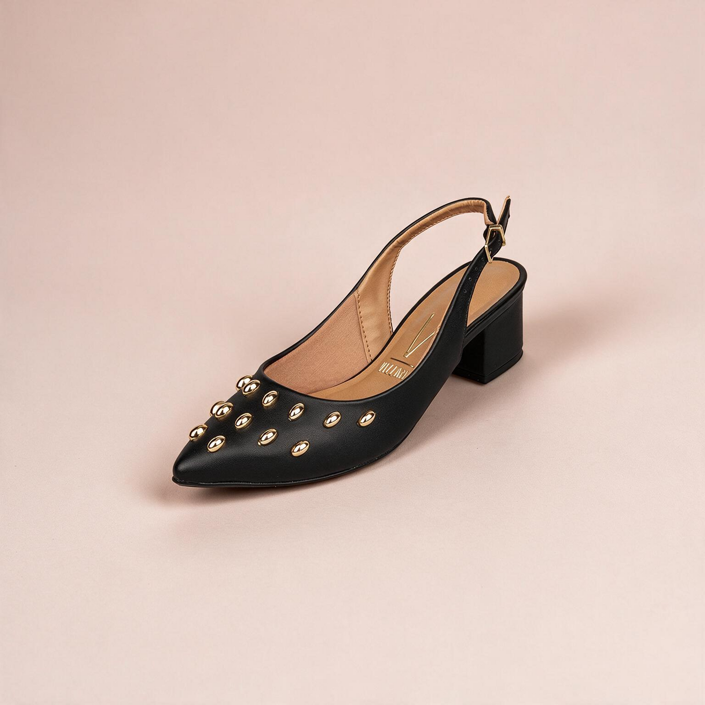 Tacón Bajo Cuadrado Slingback Negro Vizzano Tacón