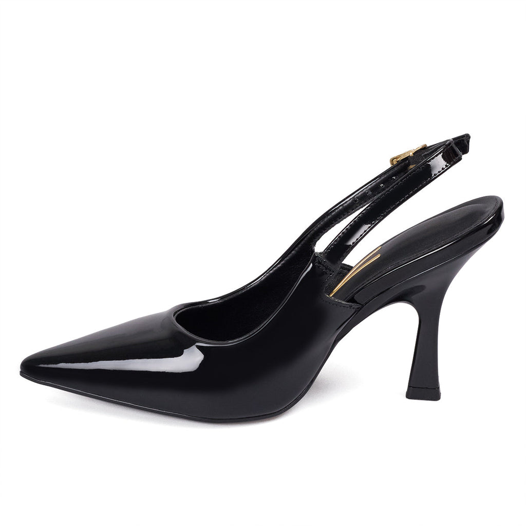 Tacon Alto Negro-Negro Slingback Heel Vizzano