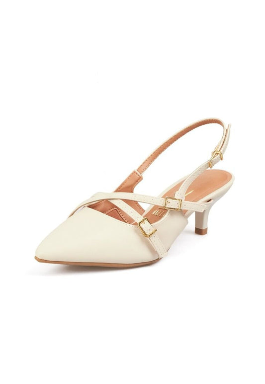 Tacon Bajo Muele Marfil Dorado Vizzano Tacón Bajo