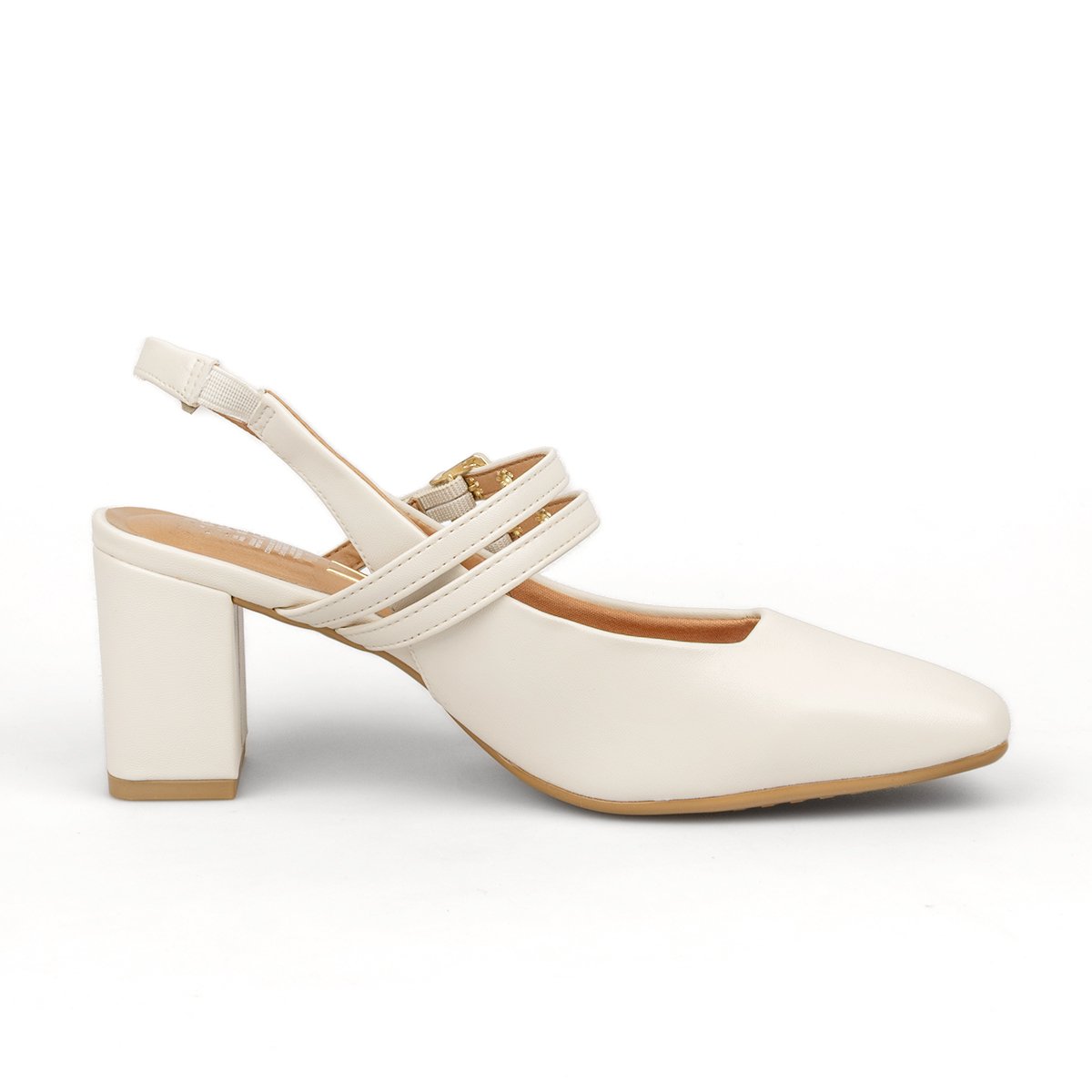 Tacón Medio Cuadrado Pelica Marfil Vizzano Tacones
