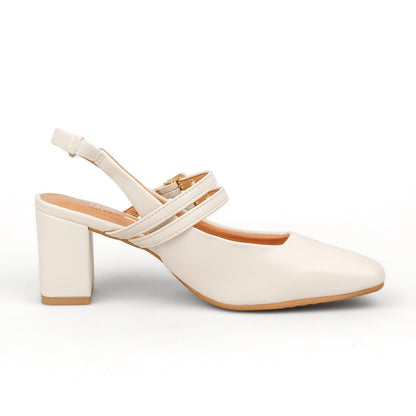 Tacón Medio Cuadrado Pelica Marfil Vizzano Tacones
