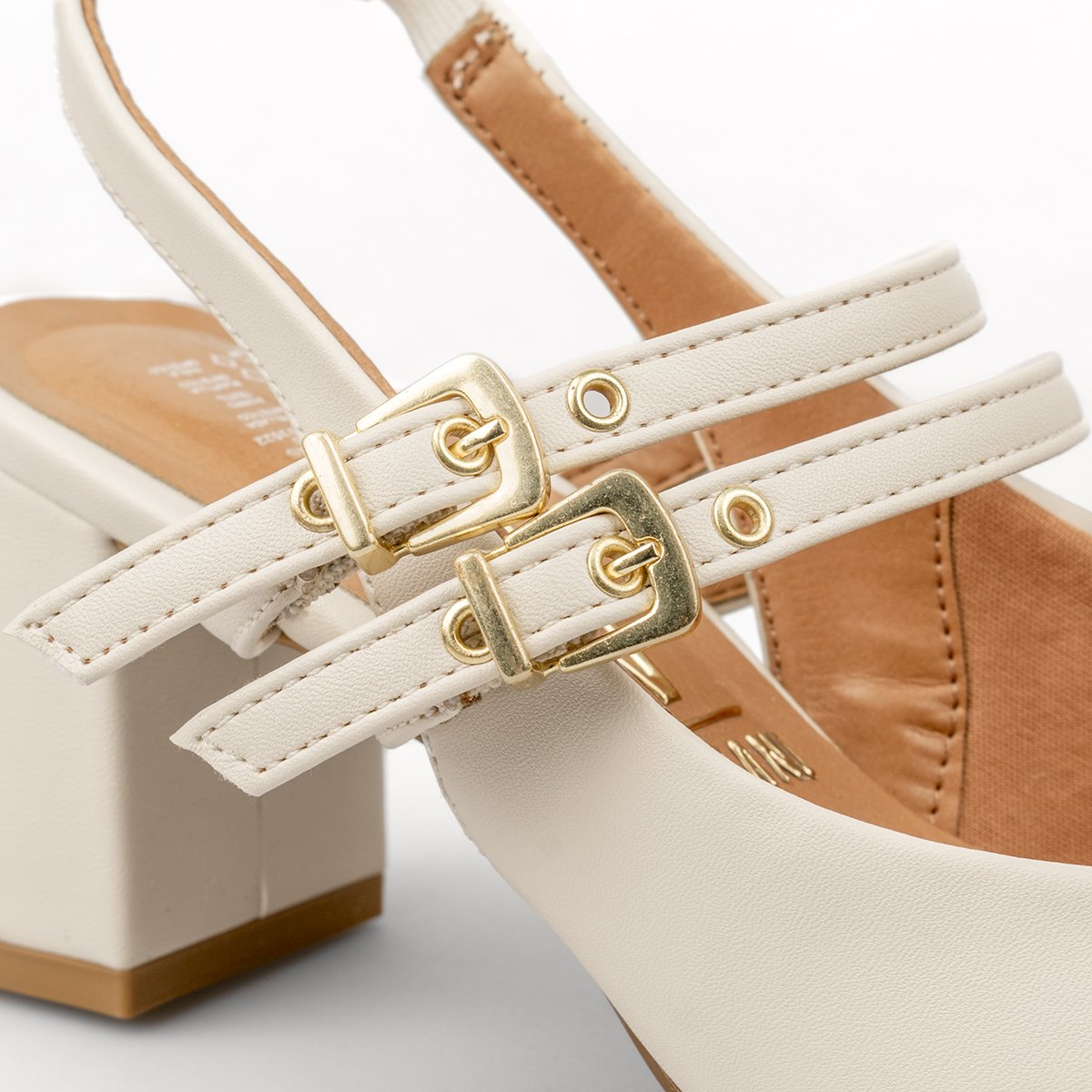 Tacón Medio Cuadrado Pelica Marfil Vizzano Tacones