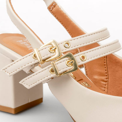 Tacón Medio Cuadrado Pelica Marfil Vizzano Tacones