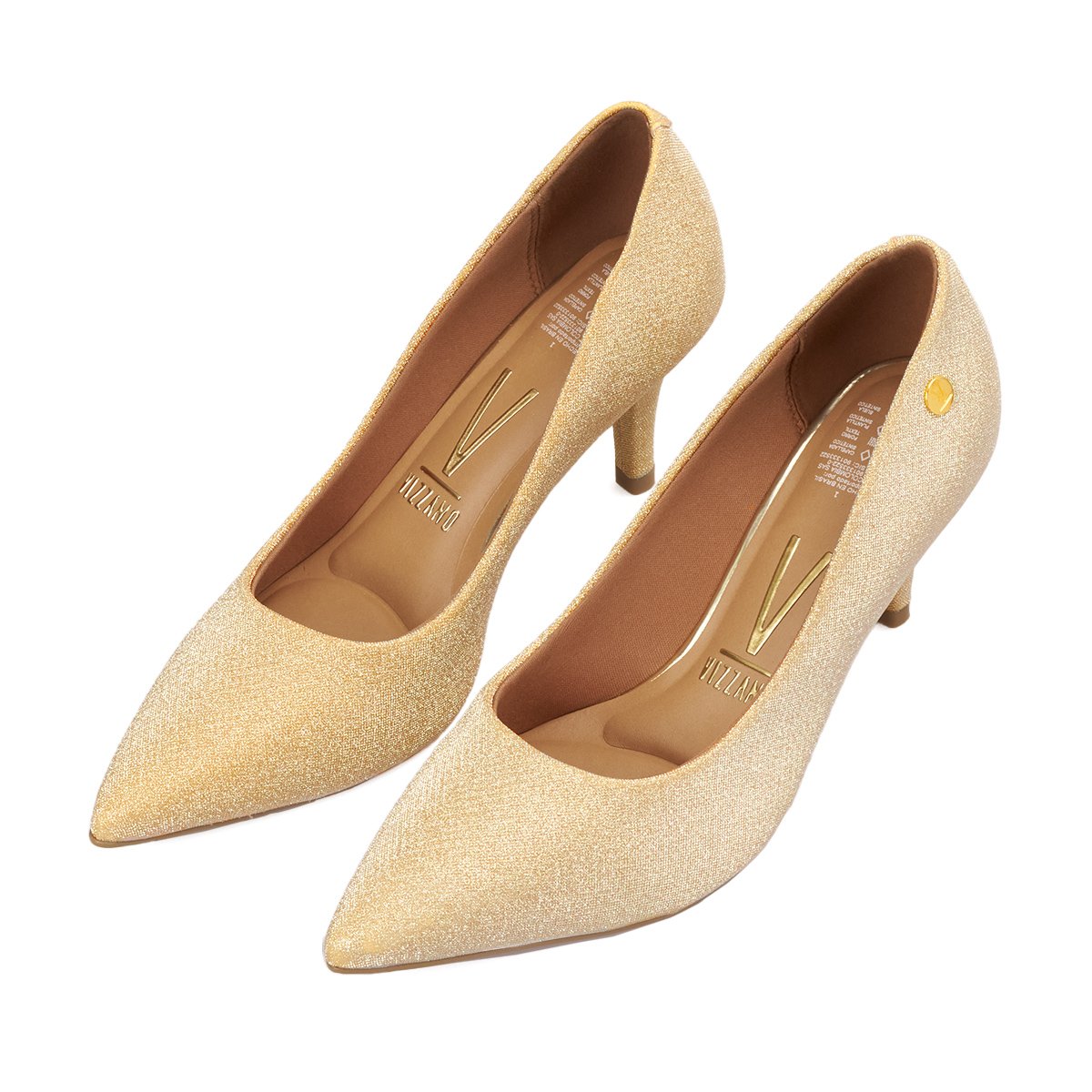 Tacón Stiletto Medio Glitter Dorado Vizzano