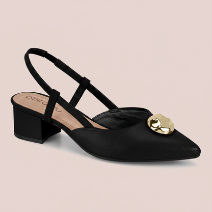 Tacón Bajo Cuadrado Slingback Negro Beira Rio Tacón