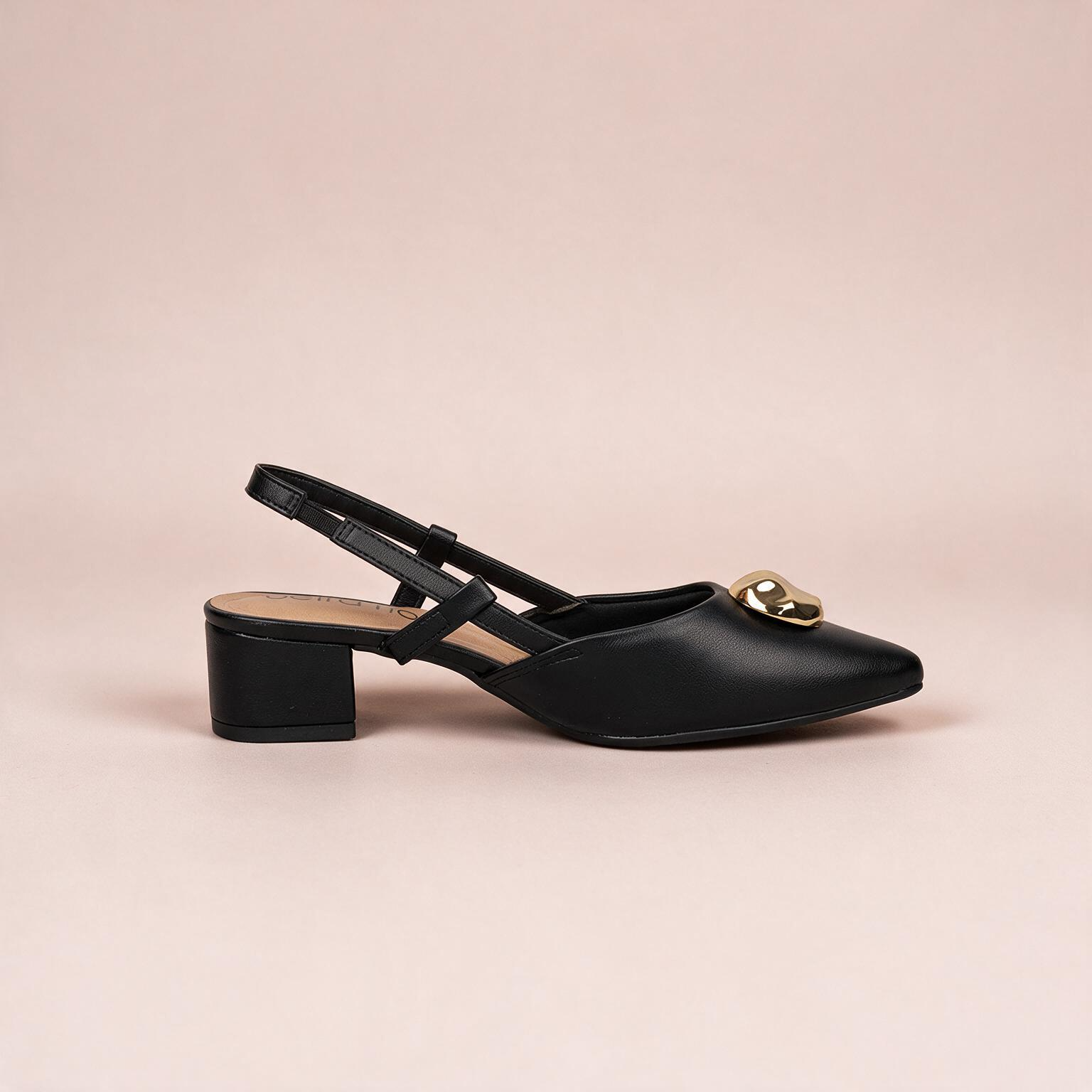Tacón Bajo Cuadrado Slingback Negro Beira Rio Tacón