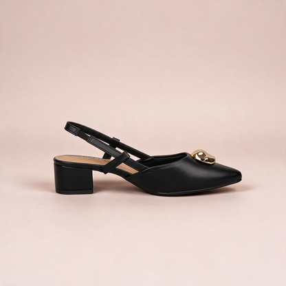 Tacón Bajo Cuadrado Slingback Negro Beira Rio Tacón