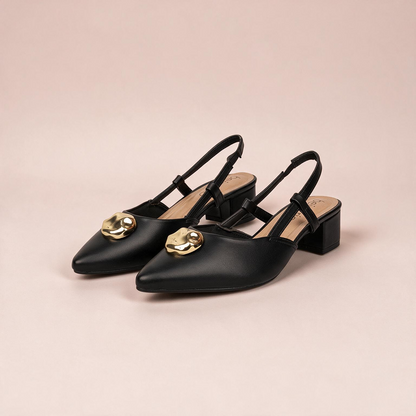Tacón Bajo Cuadrado Slingback Negro Beira Rio Tacón