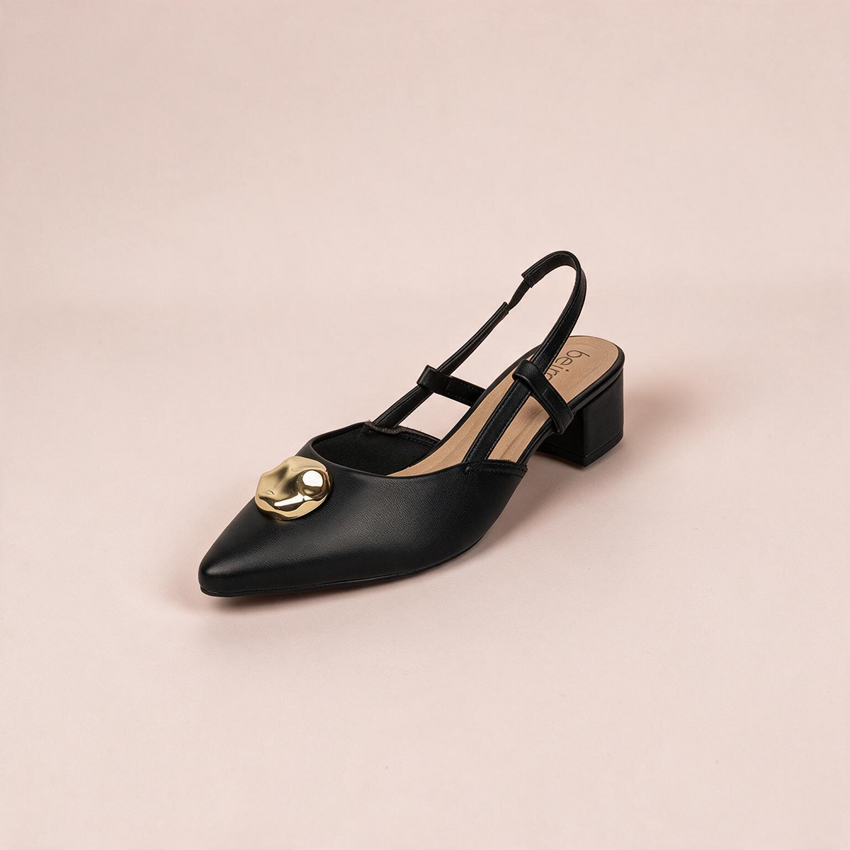 Tacón Bajo Cuadrado Slingback Negro Beira Rio Tacón