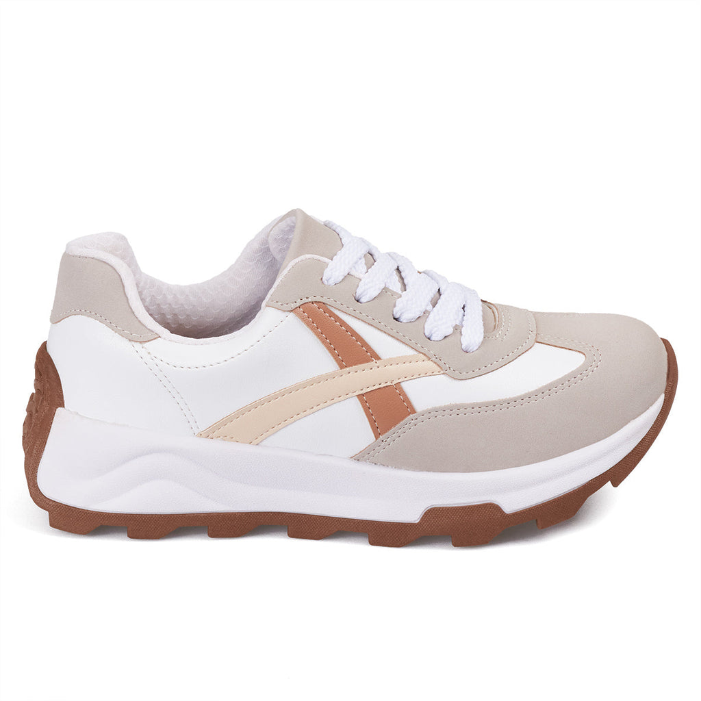 Tenis LifeStyle Blanco-Gris Athleisure Beira Rio