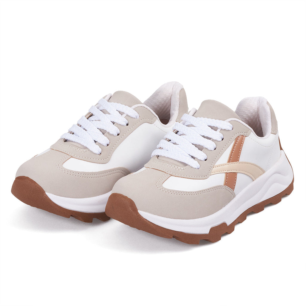 Tenis LifeStyle Blanco-Gris Athleisure Beira Rio