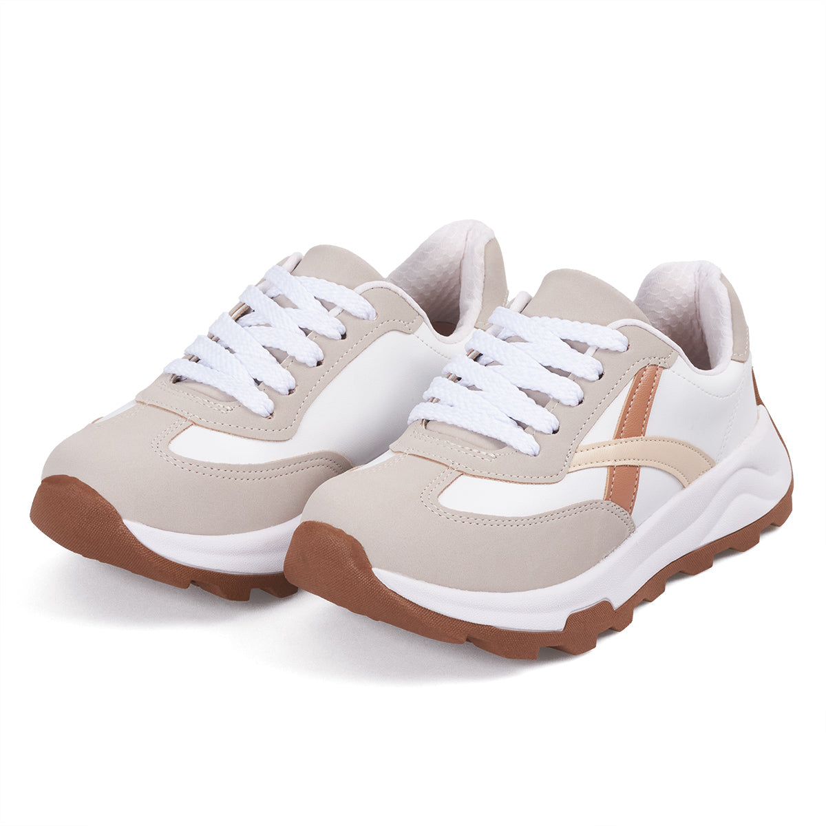 Tenis LifeStyle Blanco-Gris Athleisure Beira Rio Tenis