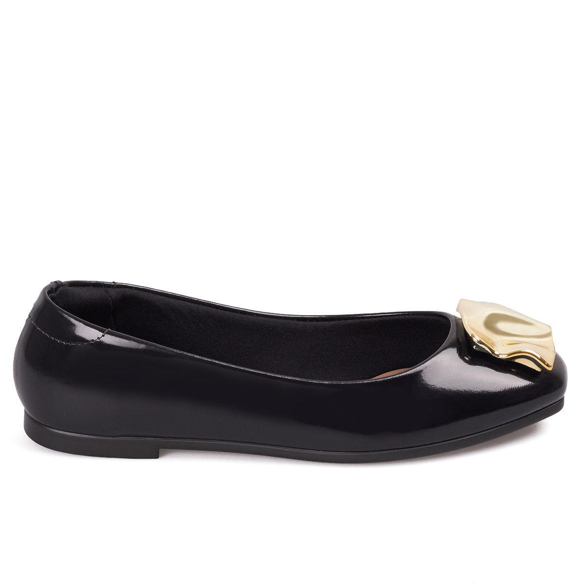 Baleta Casual Negro-Dorado Beira Rio baletas