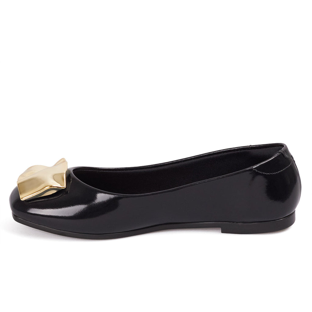 Baleta Casual Negro-Dorado Beira Rio