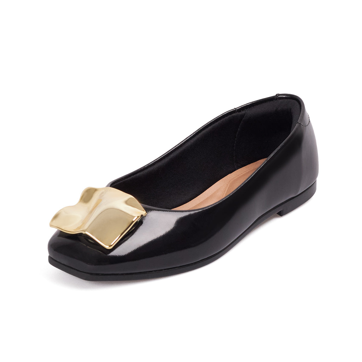 Baleta Casual Negro-Dorado Beira Rio