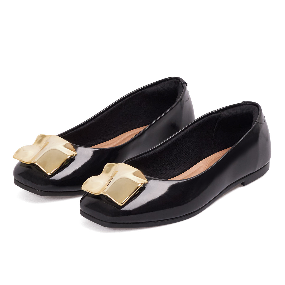 Baleta Casual Negro-Dorado Beira Rio