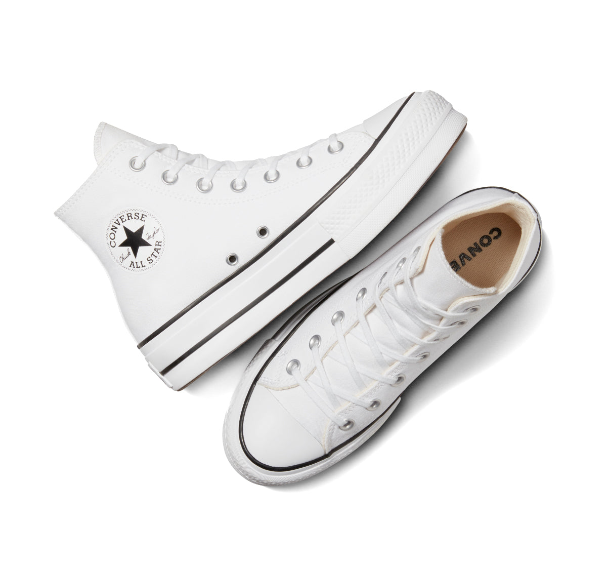 Tenis Converse plataforma blancos - vista posterior con logo All Star