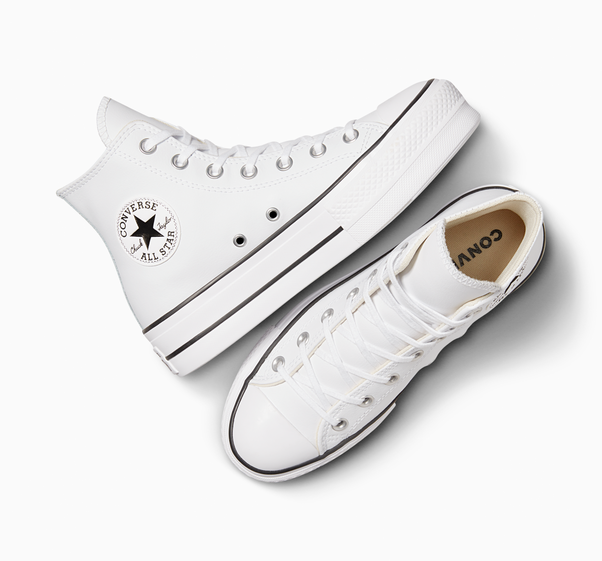 Tenis Converse Chuck Taylor All Star Lift Leather Bota Blanco Tenis