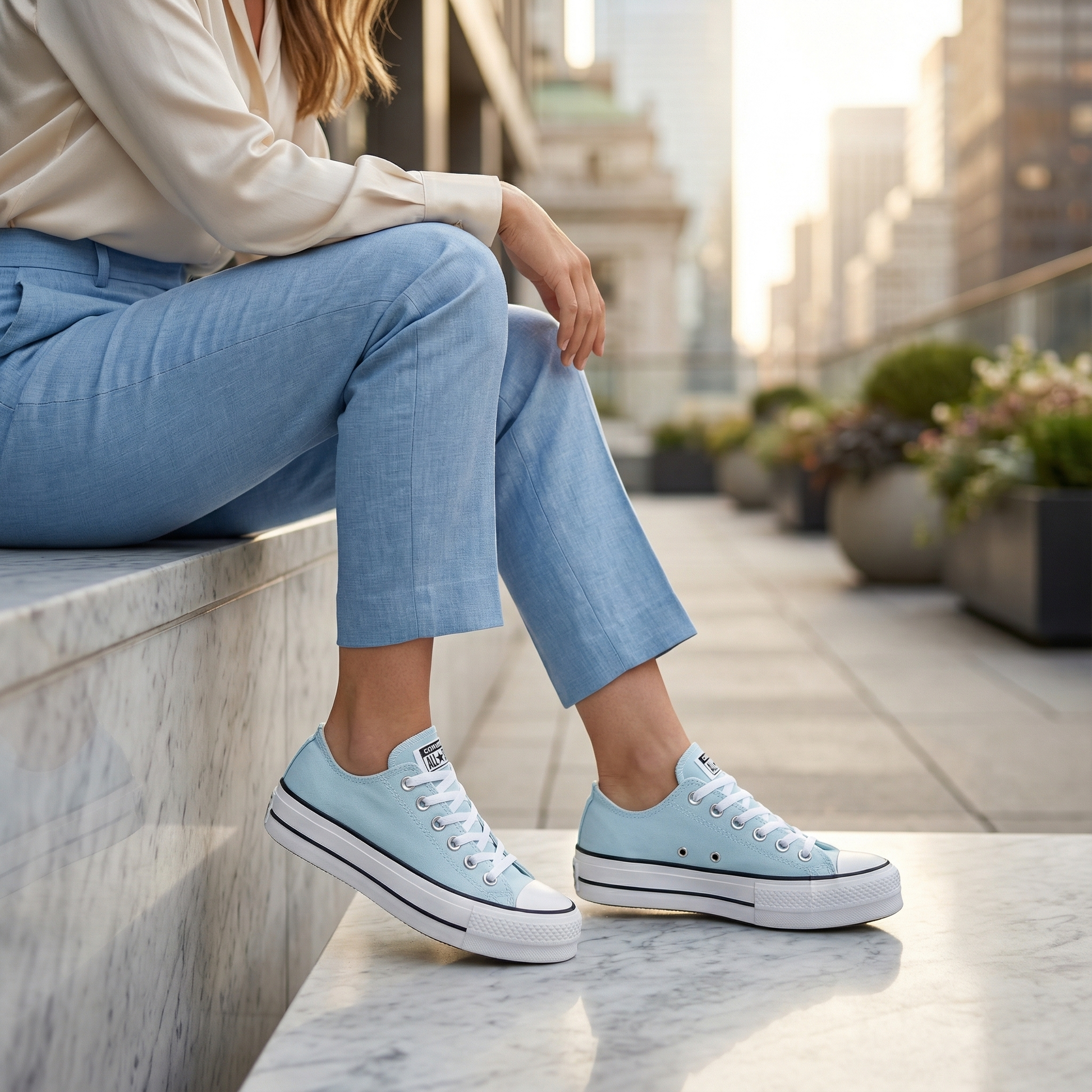 Tenis Converse Chuck Taylor All Star Lift Azul Claro Tenis