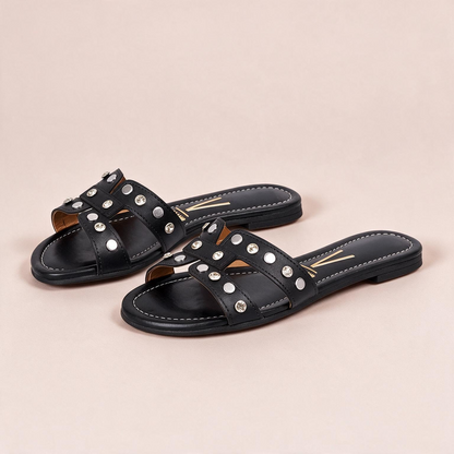 Sandalia Plana Negro-Cristal Vizzano Sandalia