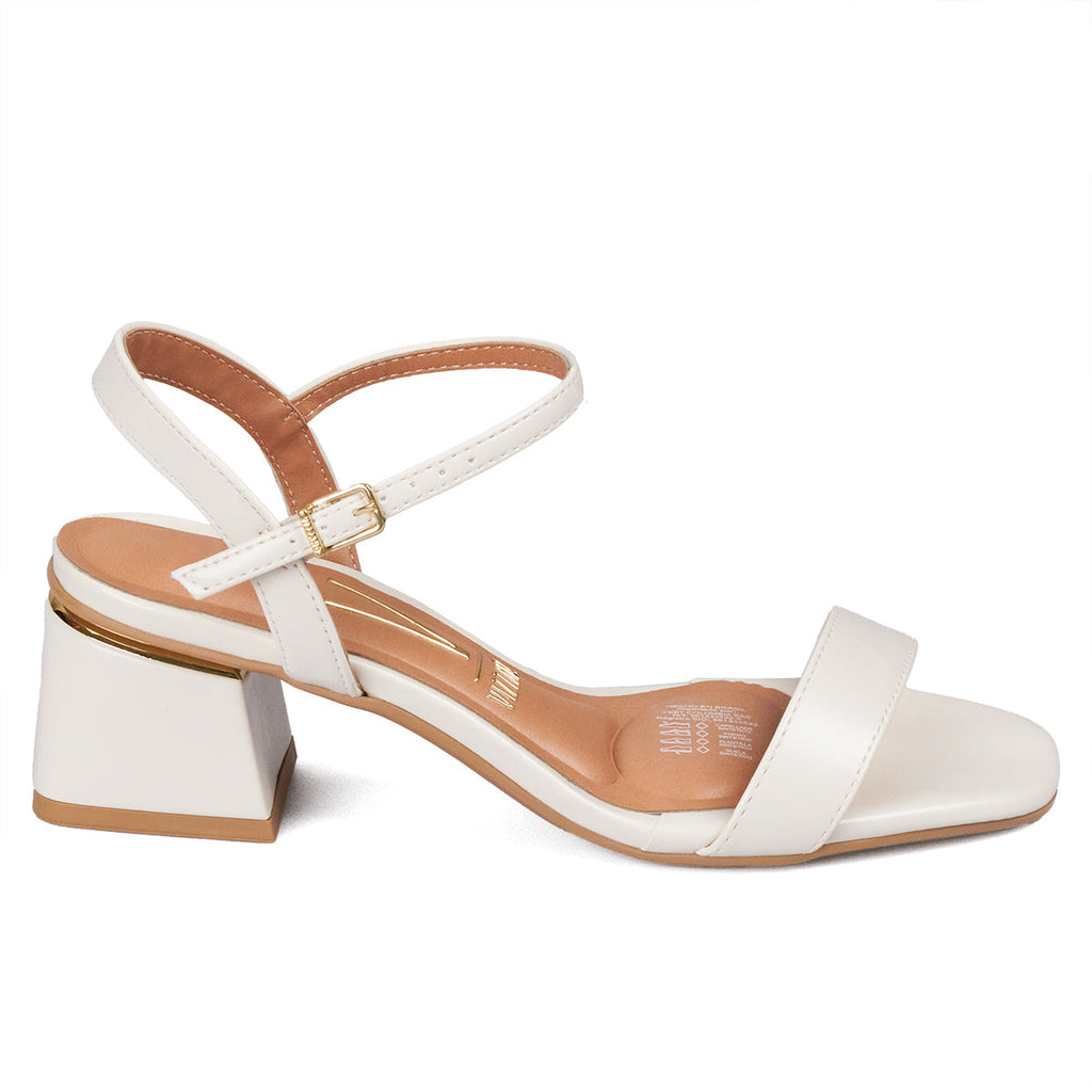 Sandalia Tacon Bajo Blanco-Marfil Vizzano