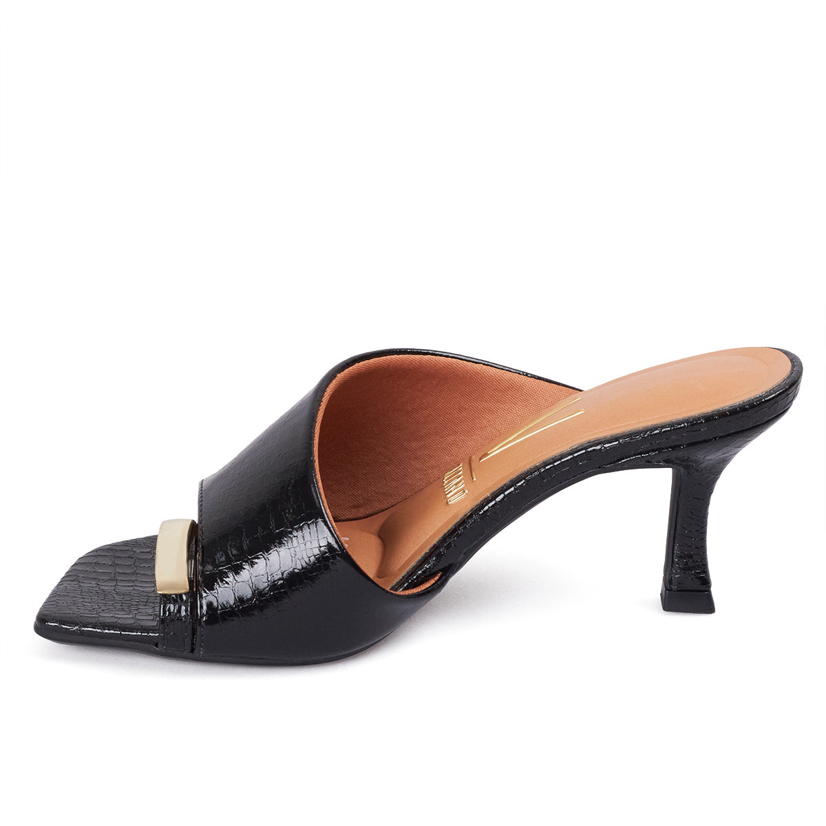 Sandalia Tacon Medio Negro Croco Vizzano Sandalia tacon