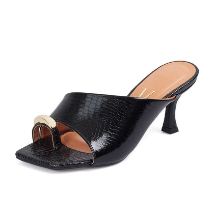 Sandalia Tacon Medio Negro Croco Vizzano Sandalia tacon