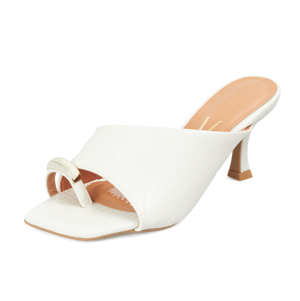 Sandalia Tacon Medio Blanco-Marfil Croco Vizzano