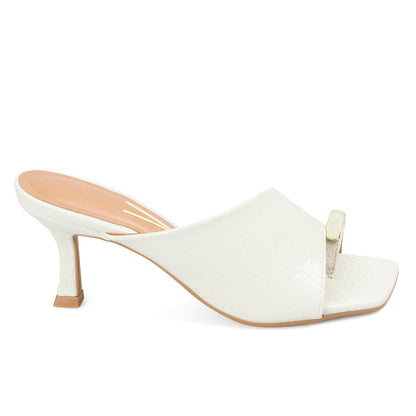 Sandalia Tacon Medio Blanco-Marfil Croco Vizzano Sandalia tacon