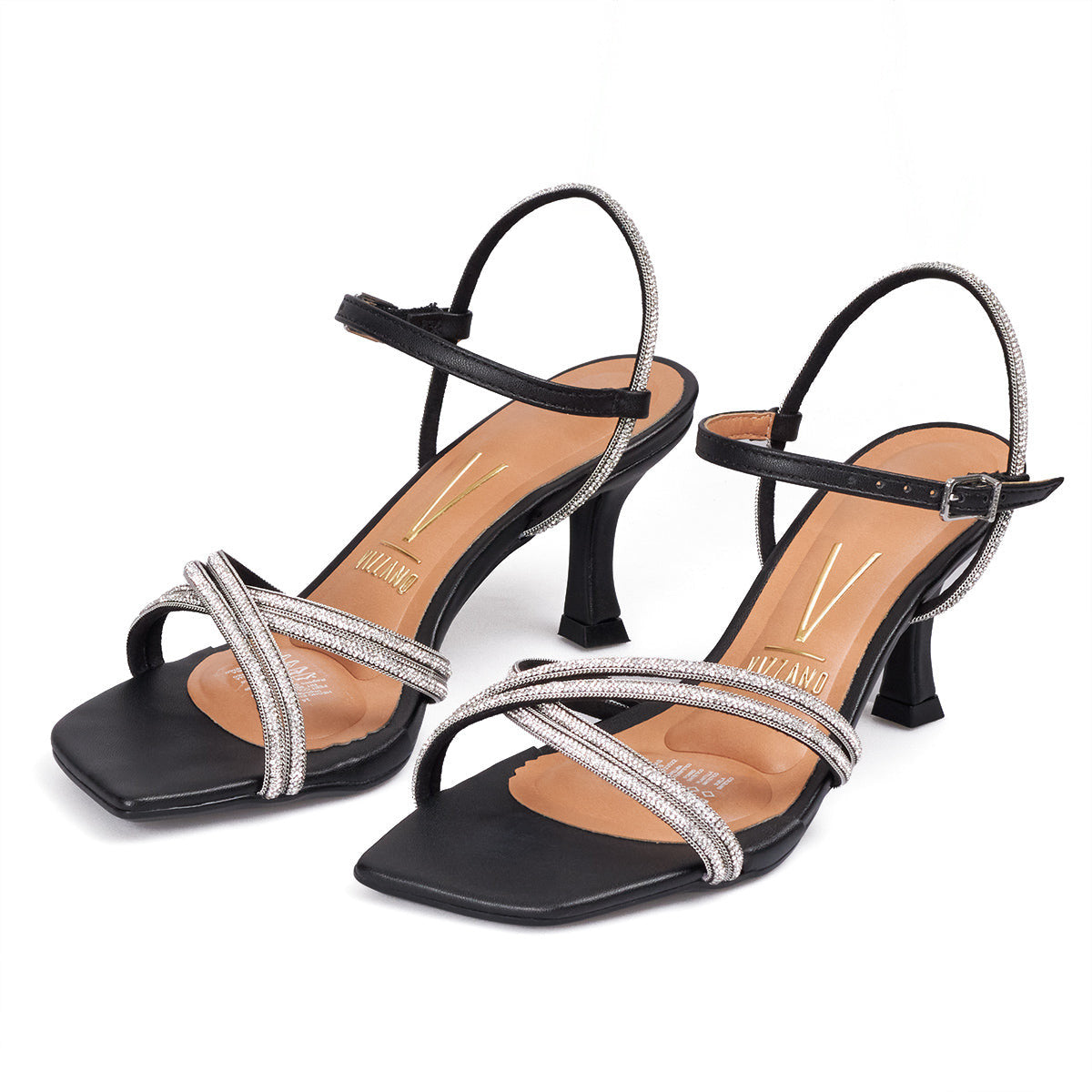 Sandalia Tacon Medio Negro-Cristal Vizzano Sandalias